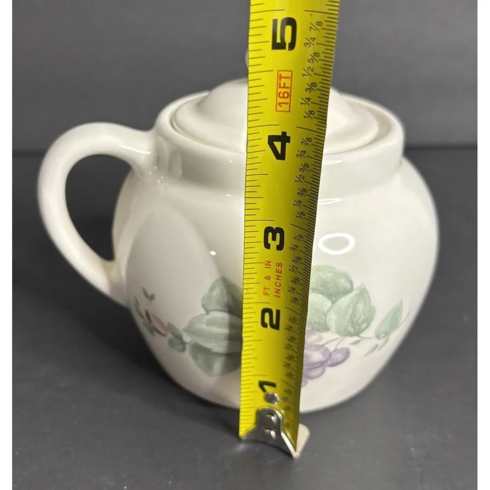 Pfaltzgraff Grapevine Sauce Jar with Lid & Spoon Rest USA Farmhouse